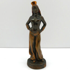 Vintage Egyptian Queen Bronze Tone Figurine Statue 9.5" Art Deco Decor Figure